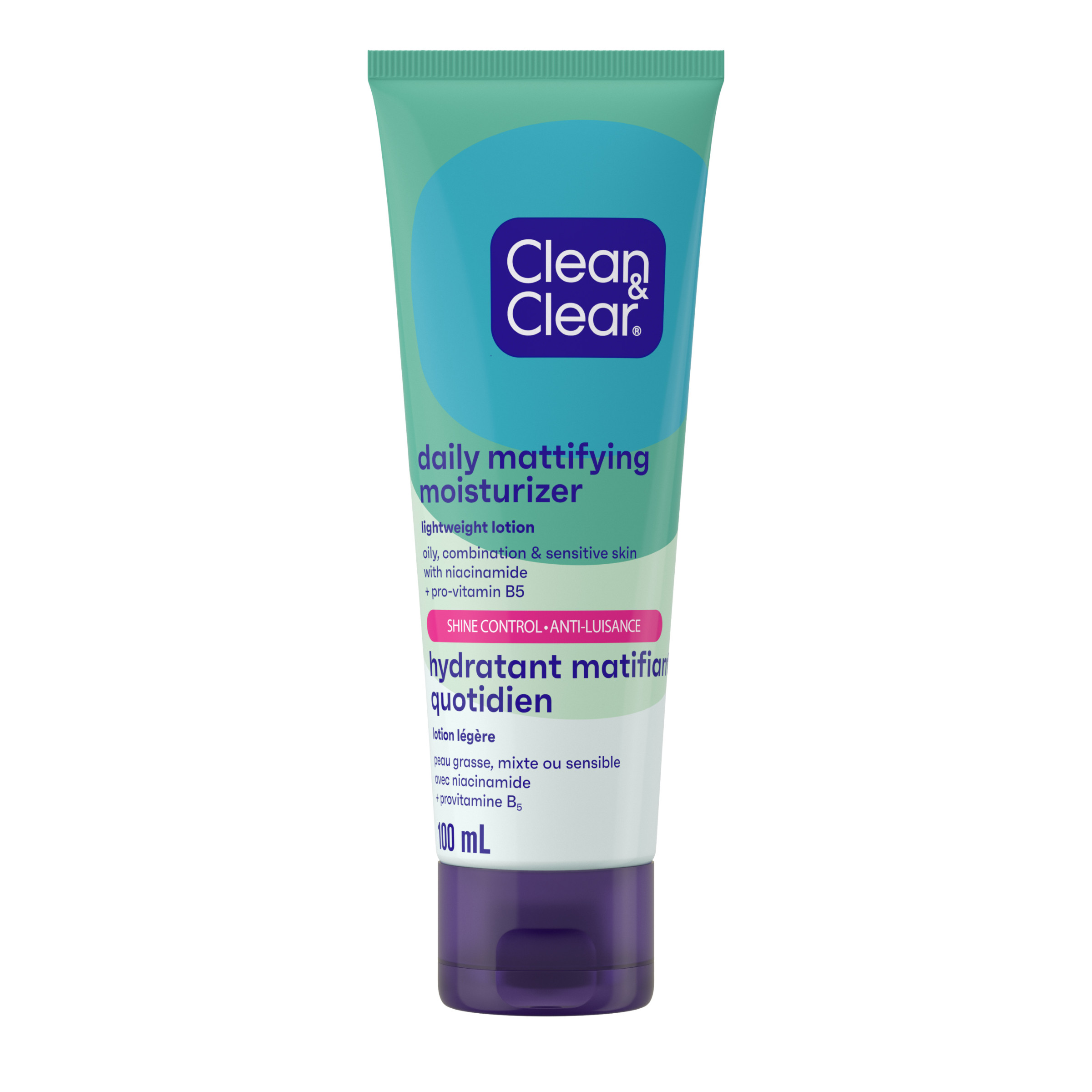 Vue de face de l’hydratant matifiant quotidien Clean & Clear®, 100 mL