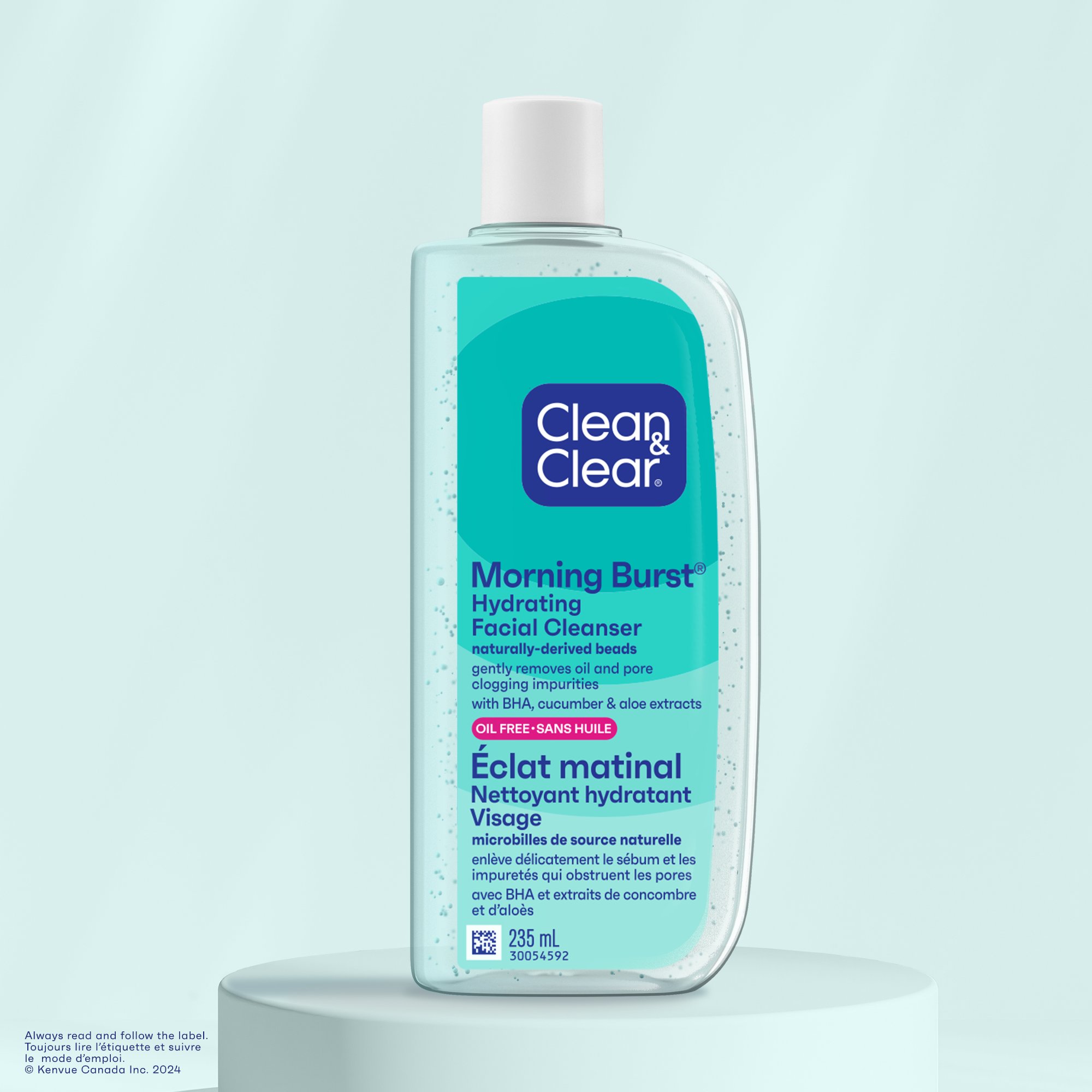 Front shot of Clean & Clear® Morning Burst Oil-Free Facial Cleanser Bottle 235mL