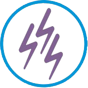 Lightning bolt symbol inside a circle