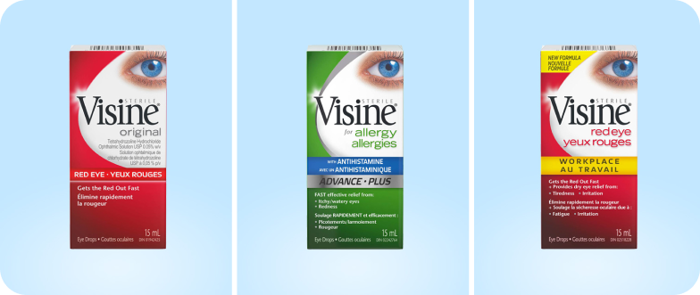 A group of Visine products