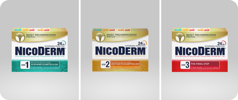 A group of Nicoderm products