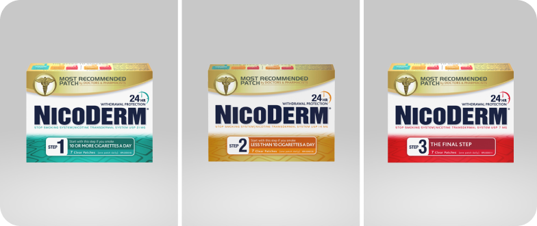 A group of Nicoderm products