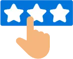 finger pointing at ranking stars to rate a product