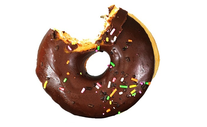 Chocolate Sprinkle Donut with Bite Missing