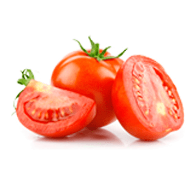 Tomate entière et tomate coupée