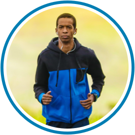 Man in a jacket running