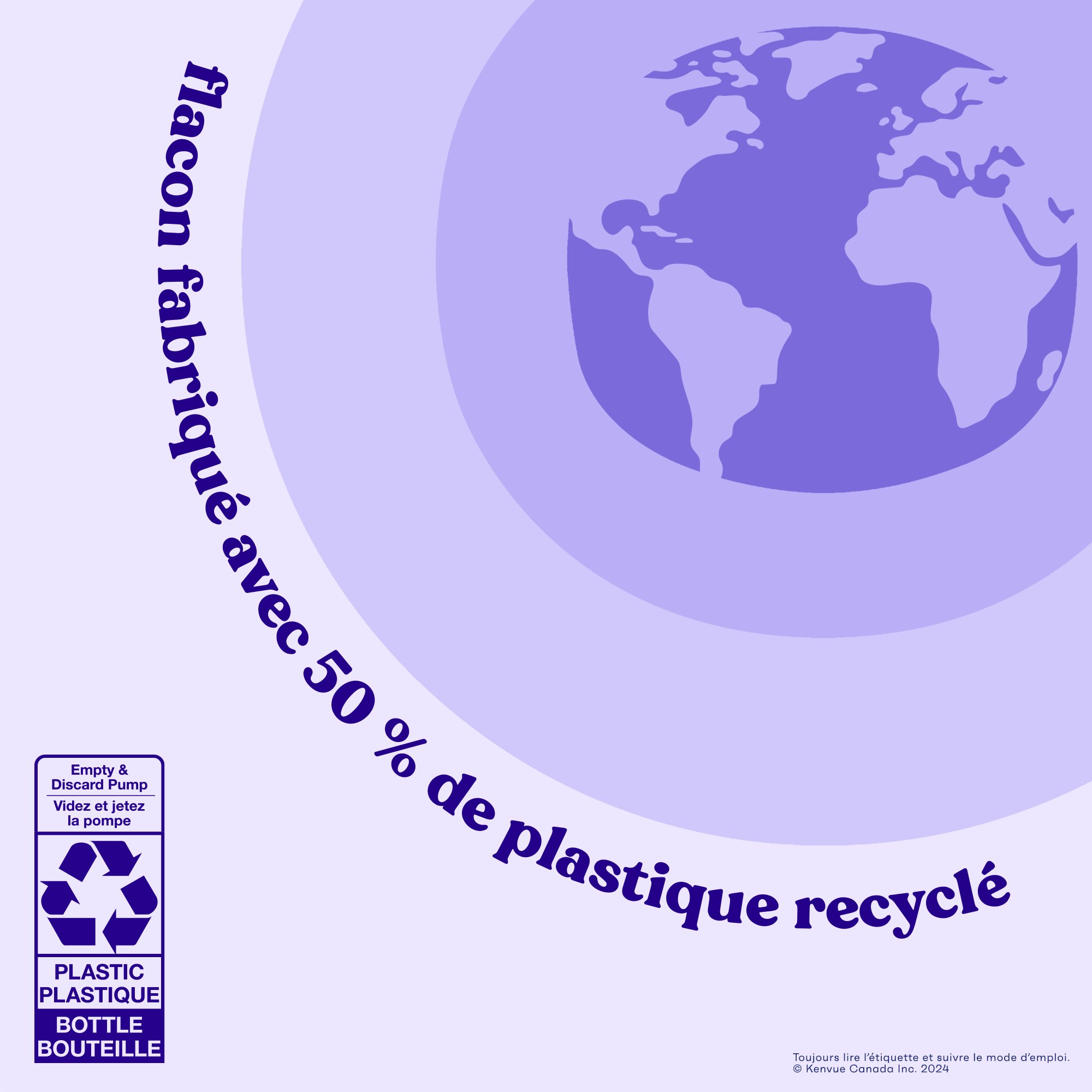 Icônes de recyclage et de globe sur fond violet