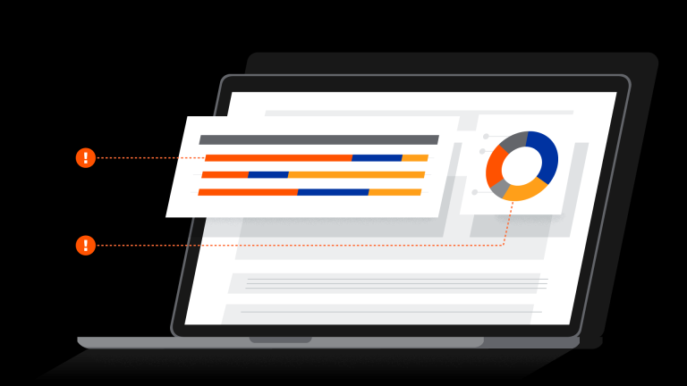 Illustration of analytics on a laptop