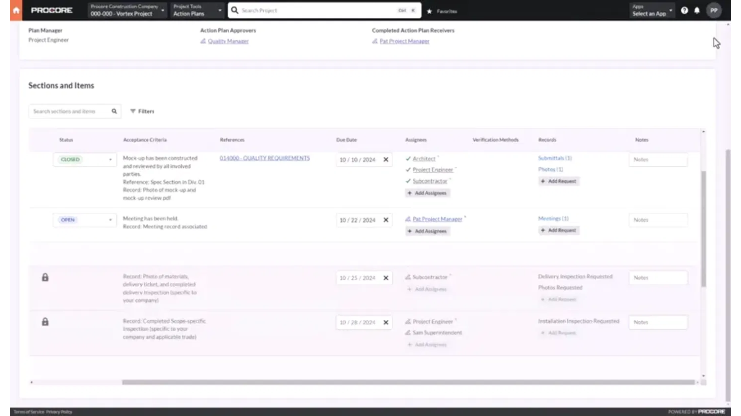 Animation of Procore's Quality Safety product UI