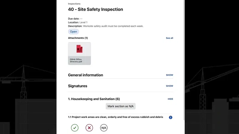 Animation of Procore's Quality Safety product UI