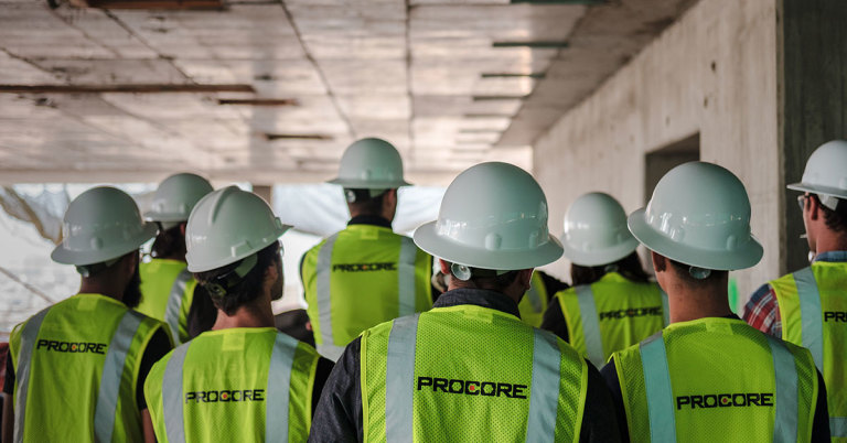 Construction workers protected with Procore's equipment