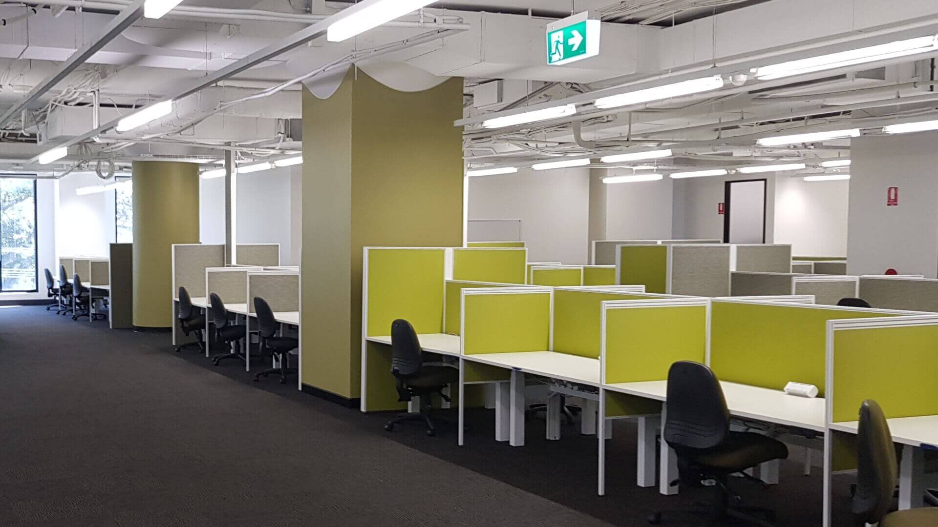 Cubicles in an office spaces