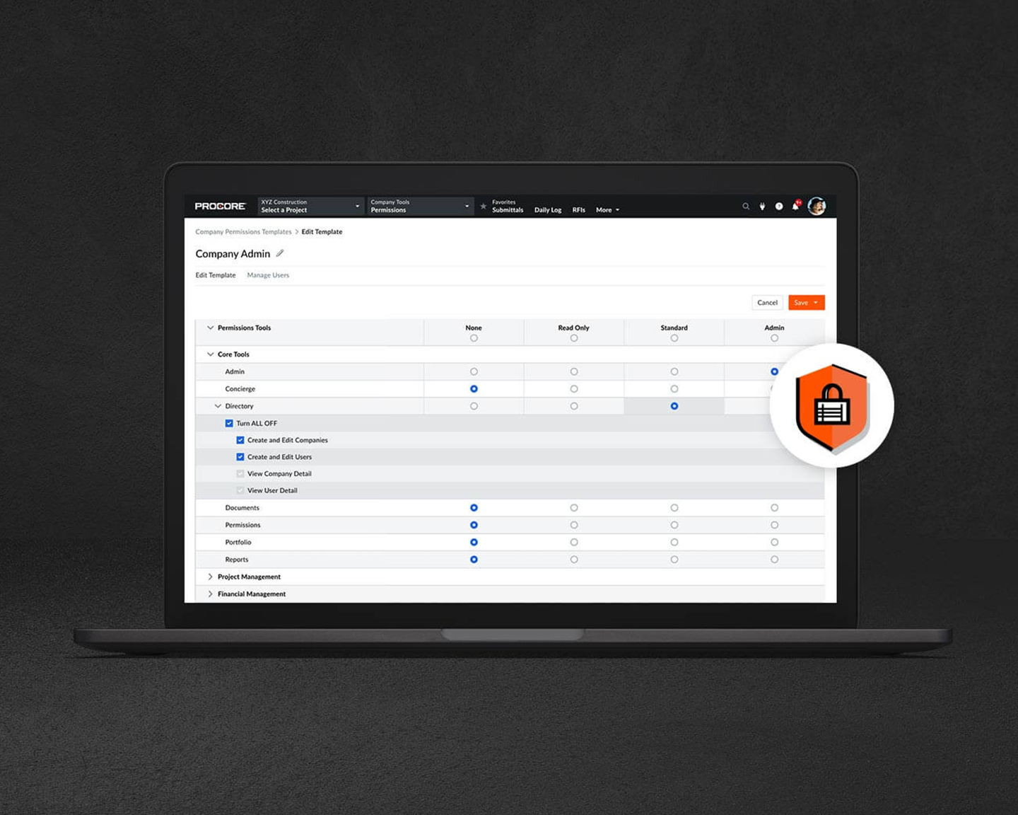 Laptop with image of security dashboard