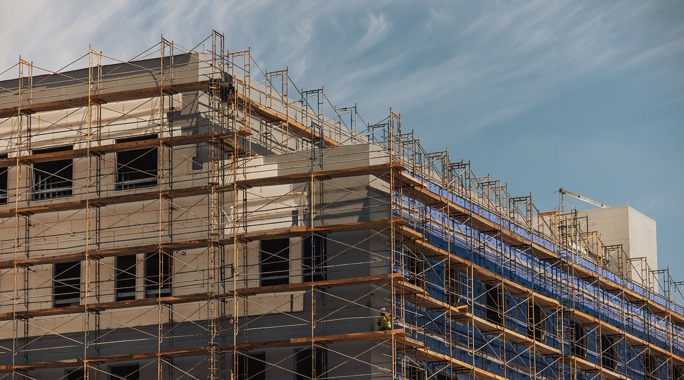 The top of a building under construction