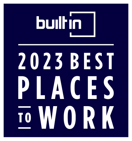 Built In 2023 best places to work award badge