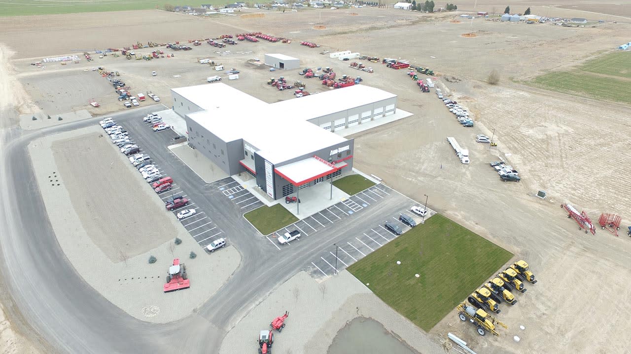 Aerial view of a construction around a factory