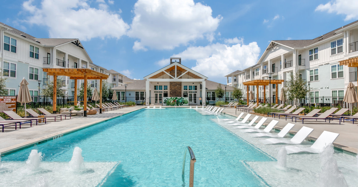 A serene pool area at luxury multifamily property