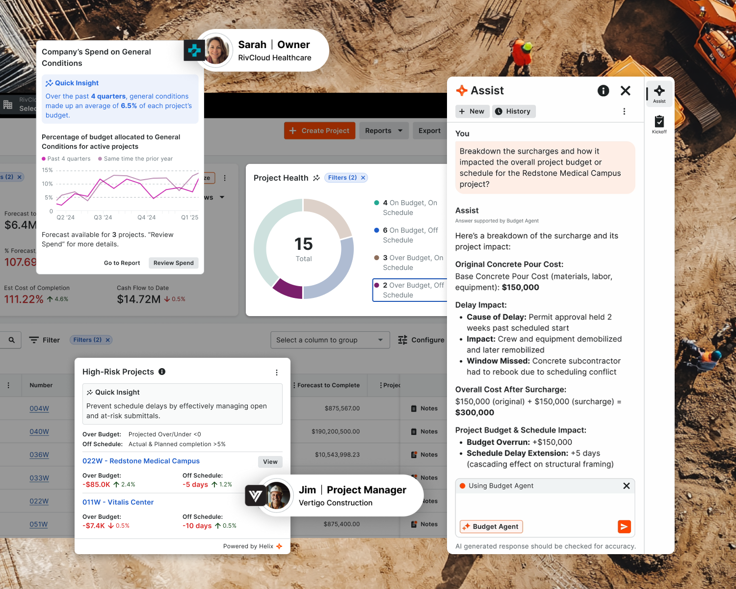 Procore's products UI in a desktop