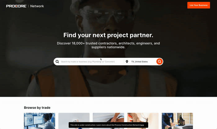 Procore construction network