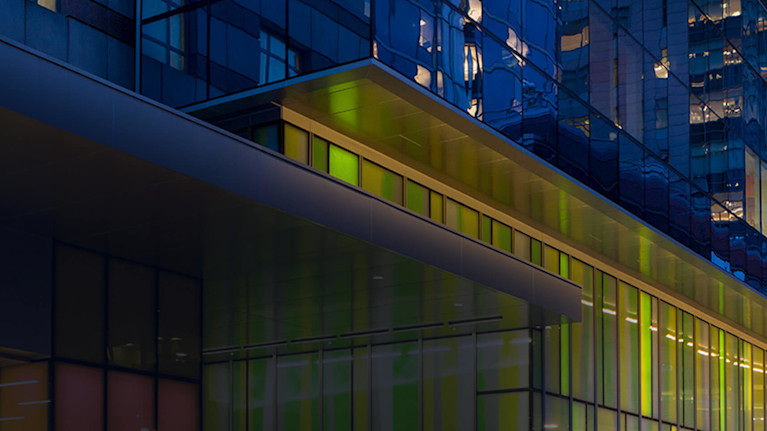 A vibrant building featuring a colorful facade