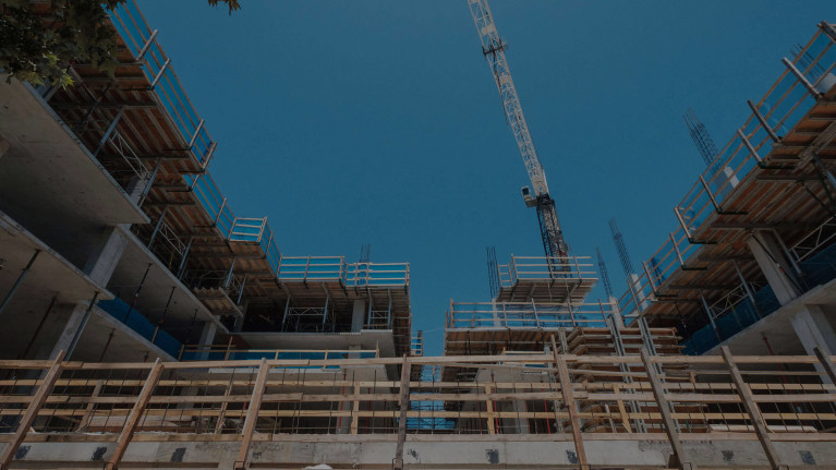 Scaffolding on a construction site