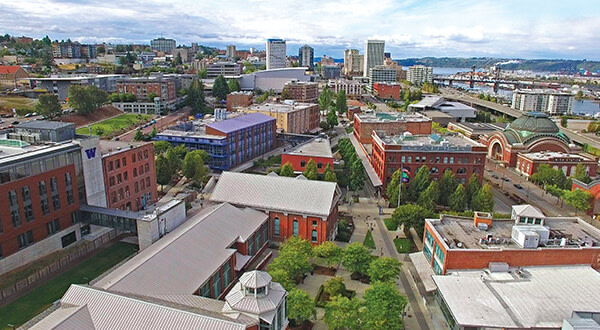 Aerial view of a city's block