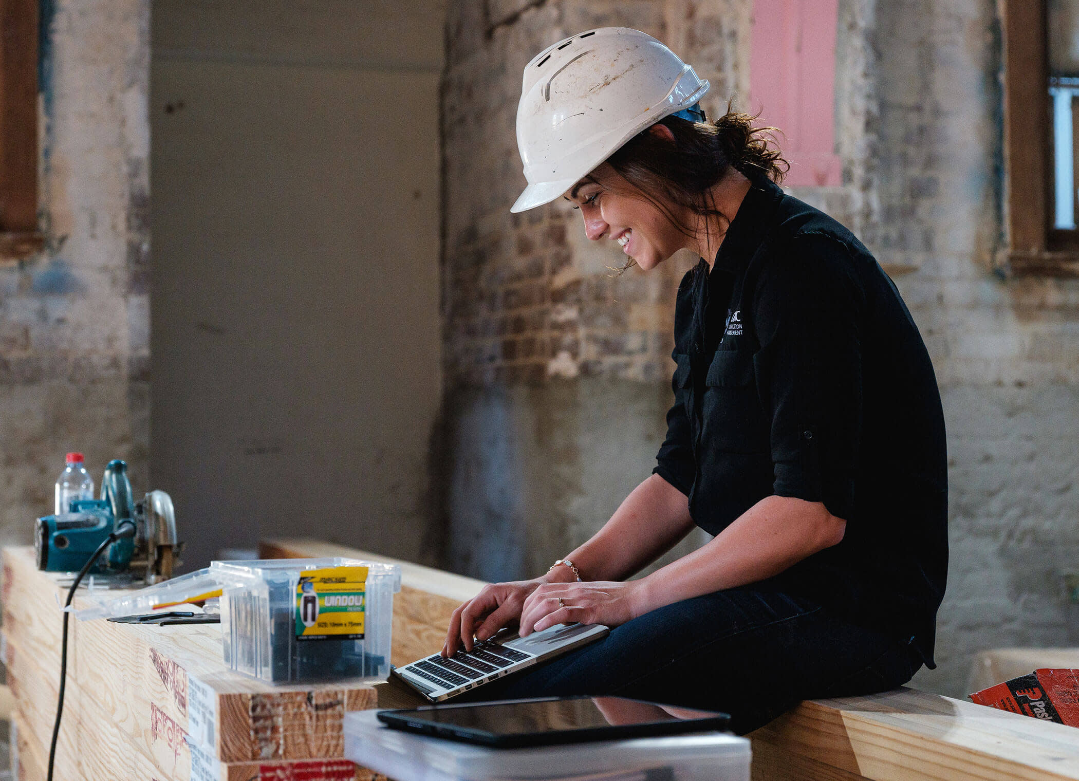 Contractor woman on site