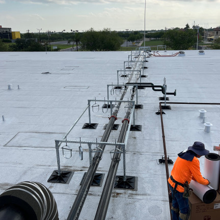 Metal pipes on a roof