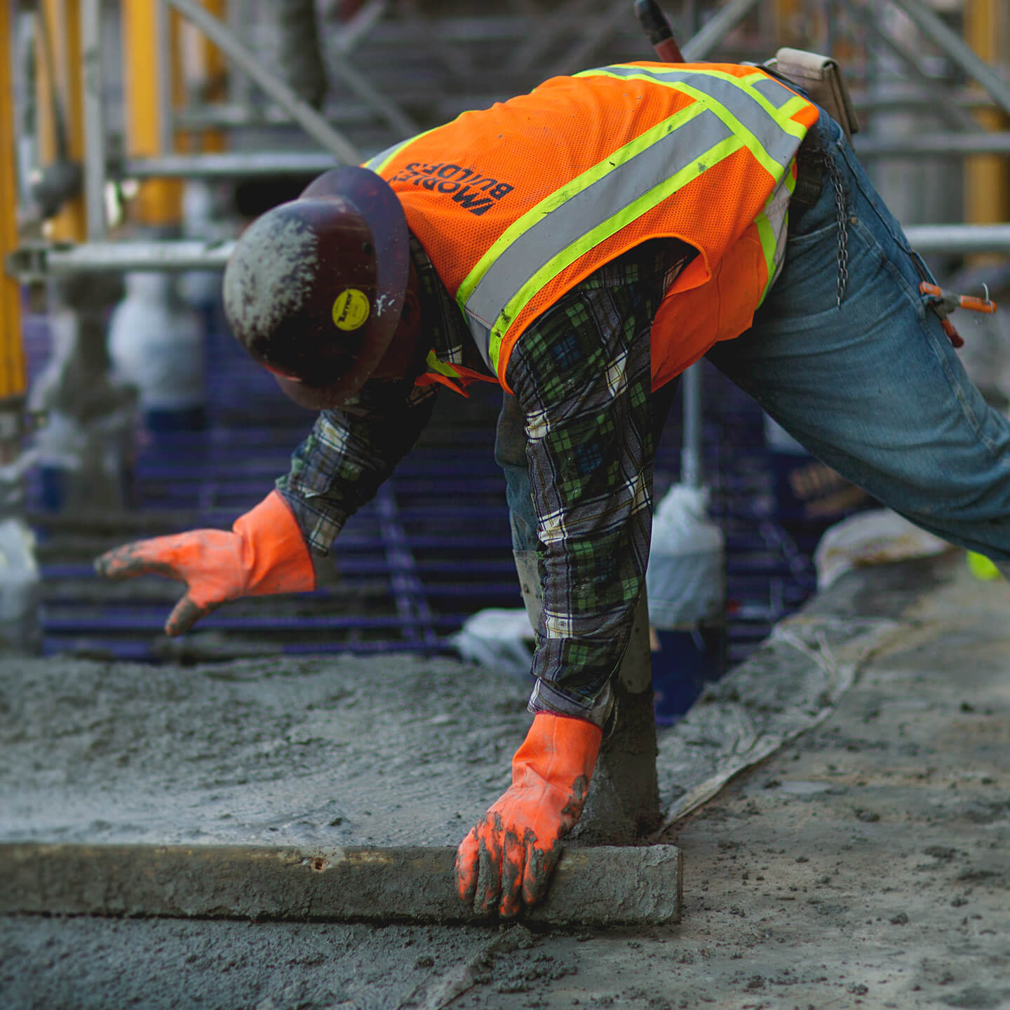 Construction worker welding