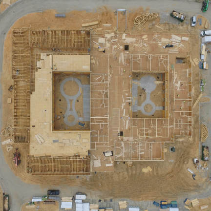 Aerial view of a construction site