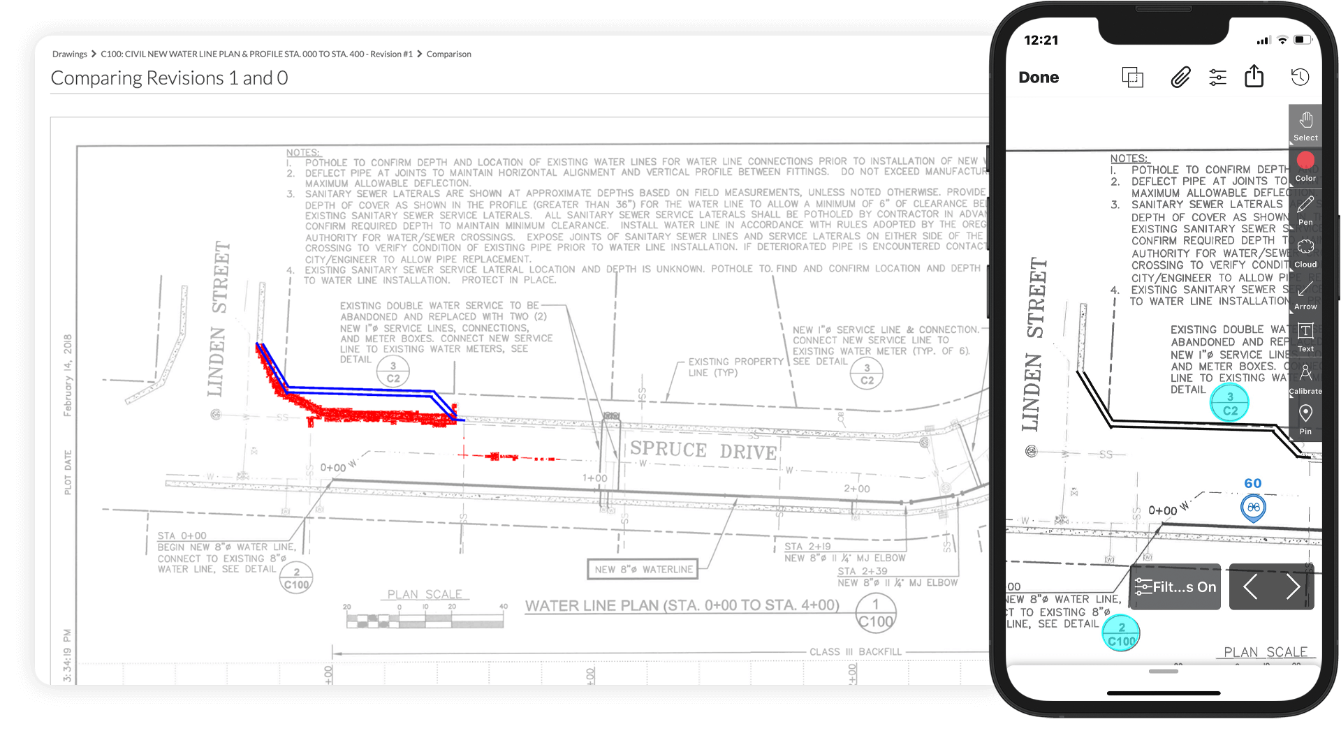 Procore's Drawing screen