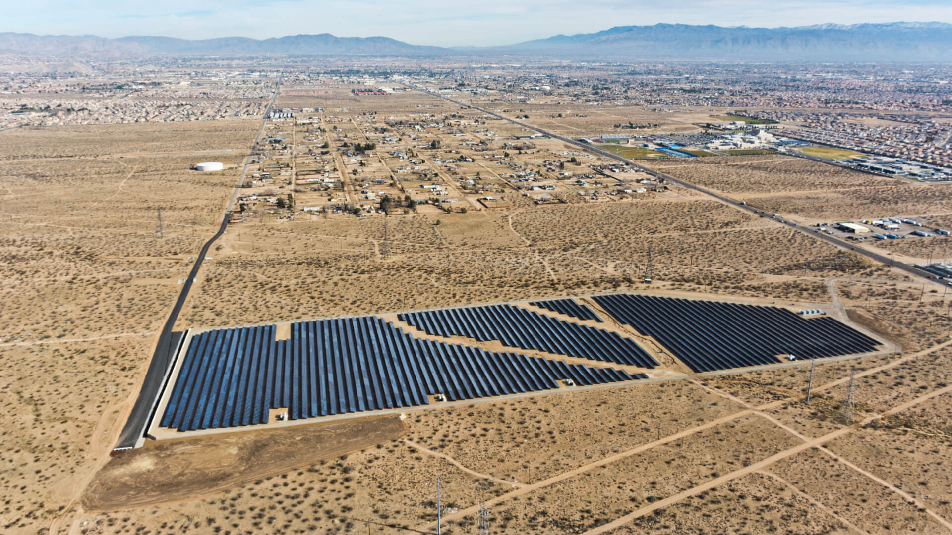 Arial view of a Solar array built by Borrego Solar