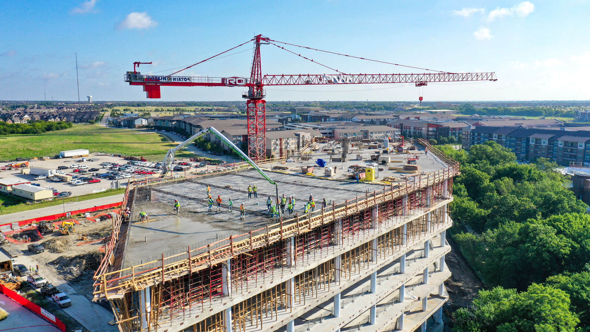 Aerial view of a building under construction