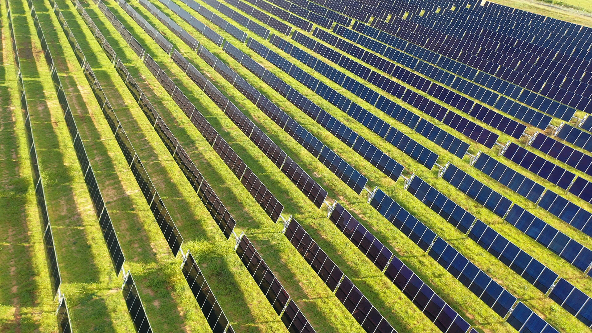 Aerial view of a solar panel farm