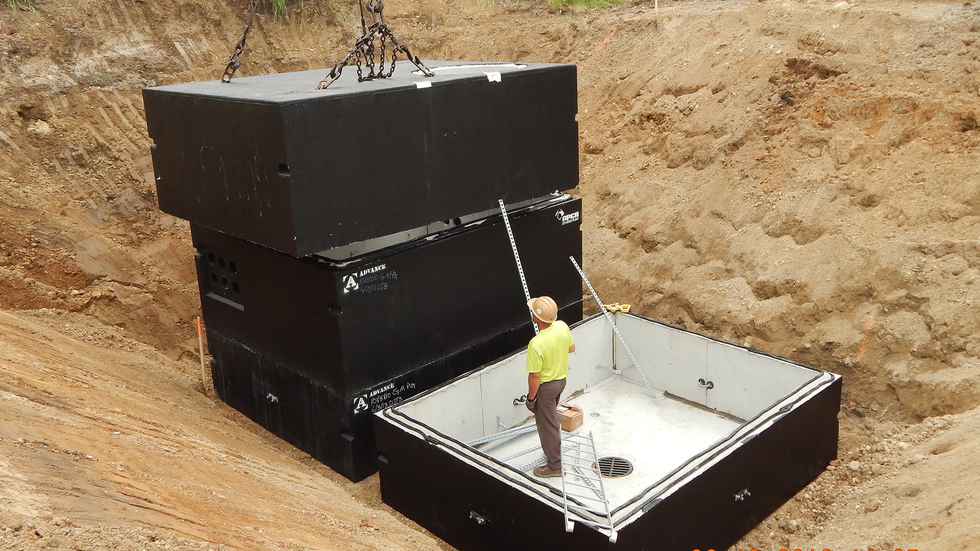 a person standing in a rectangular box