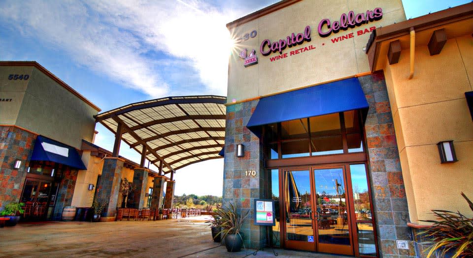 Low angle view of Capitol Cellars wine shop