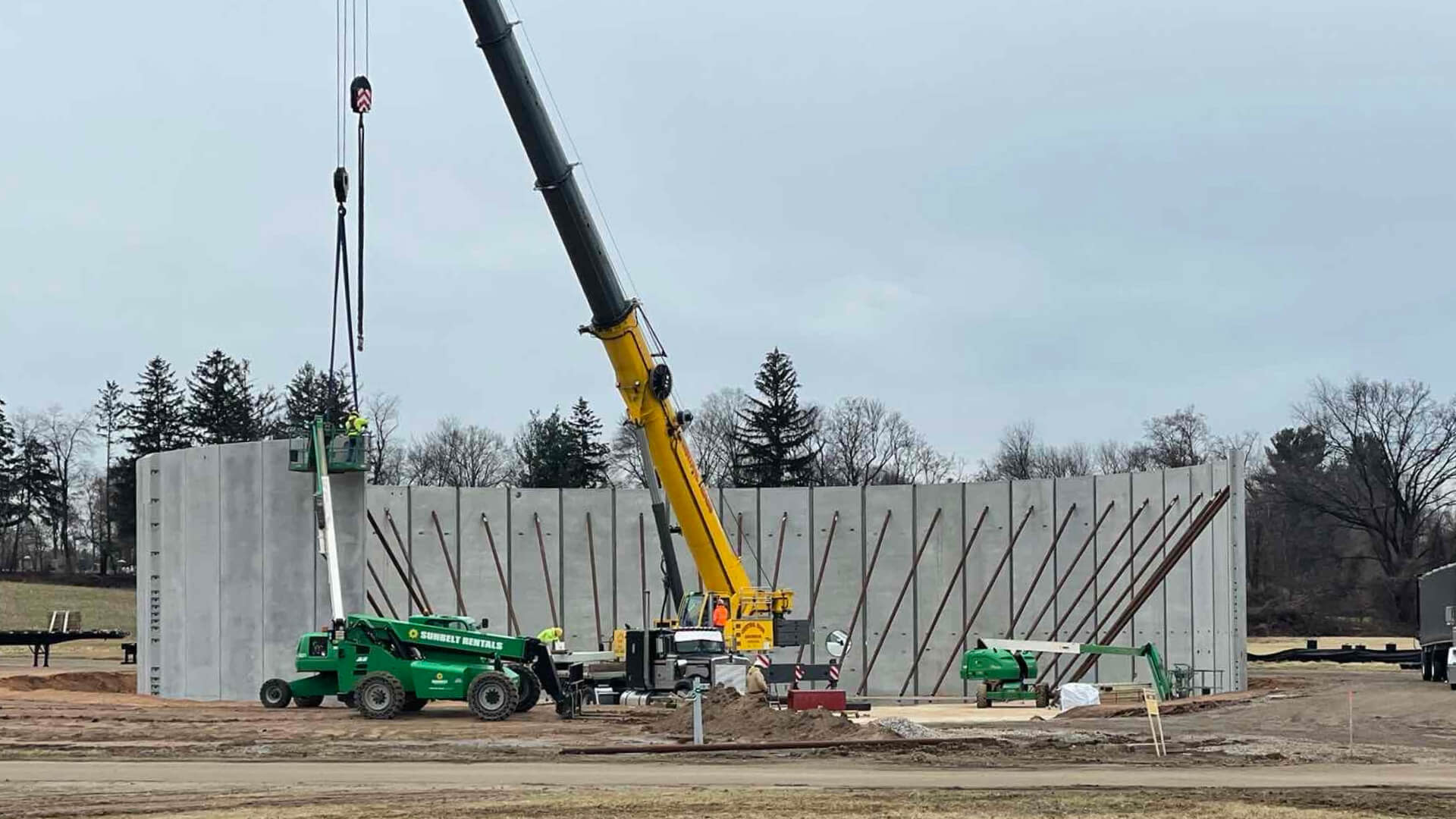 concrete walls being placed