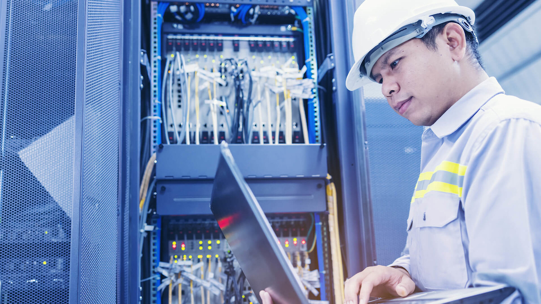 Man checking his laptop