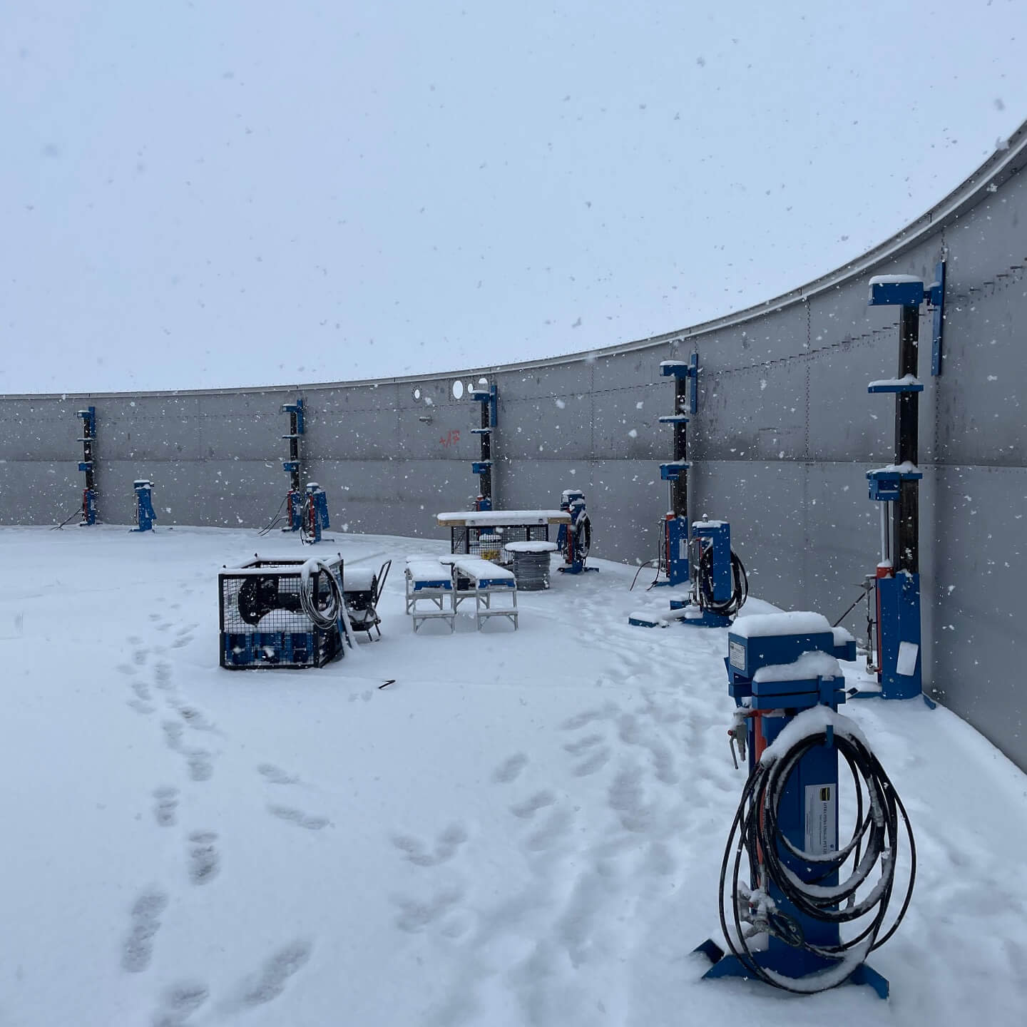 Energy stations covered in snow