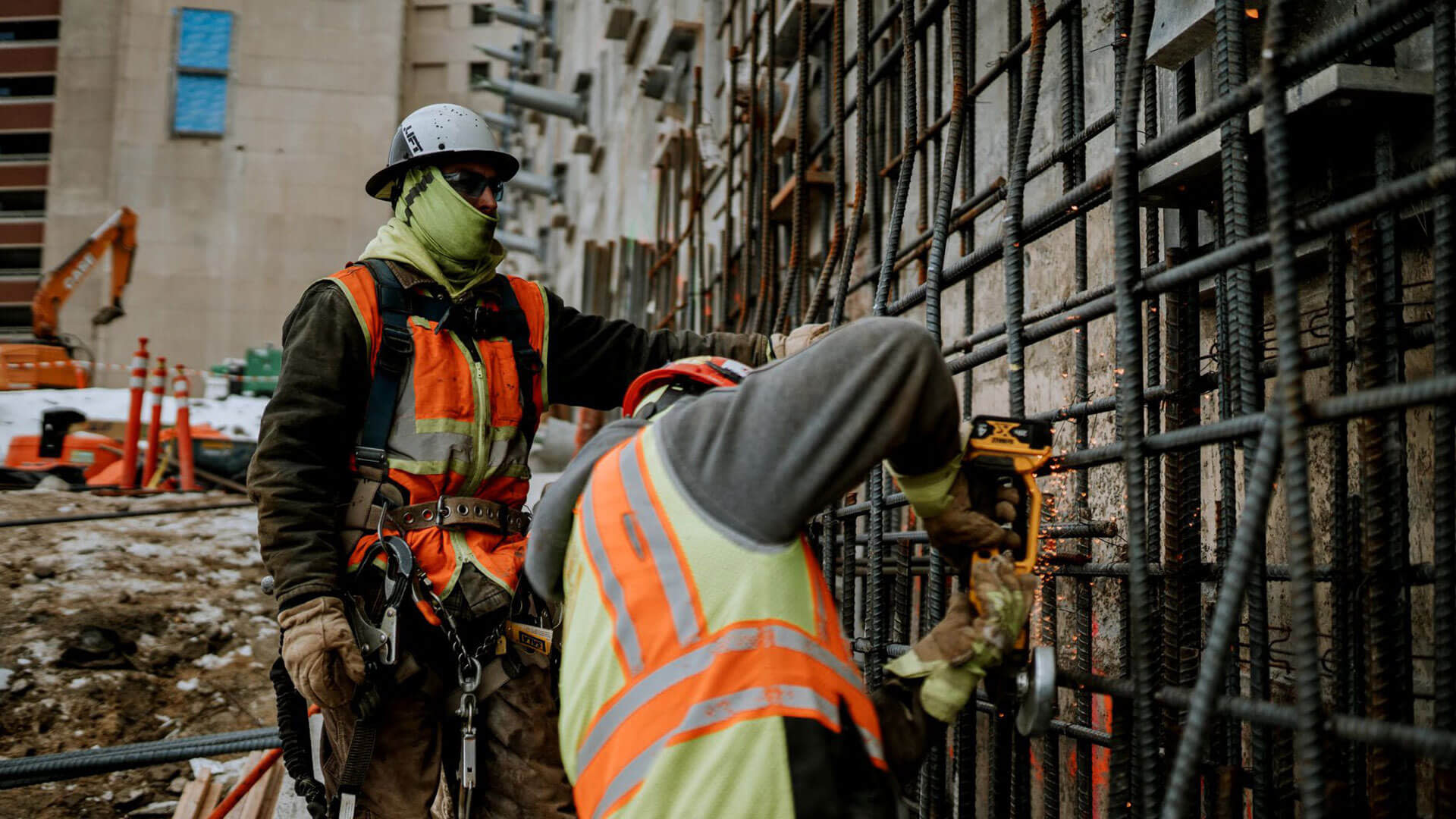 Construction workers welding