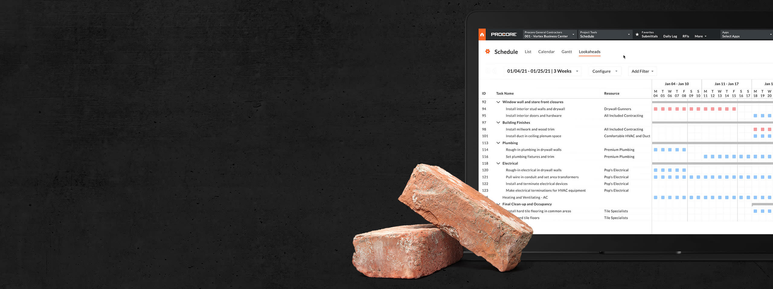 Procore Schedule Tool on a laptop