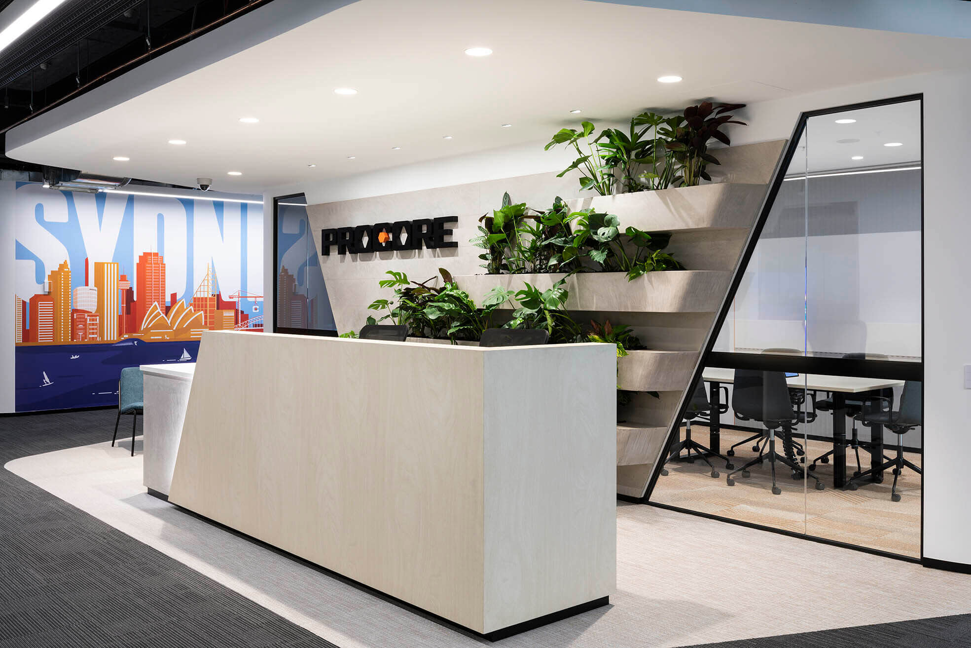 Reception desk at Procore's new office in Sydney