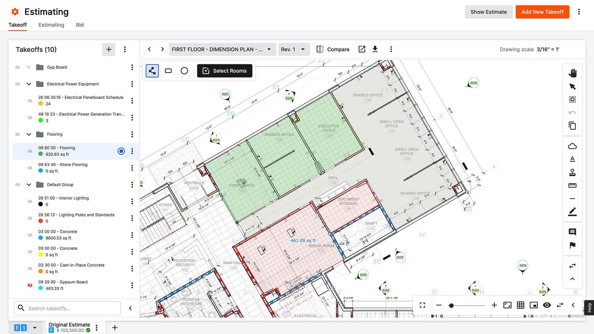 Screenshot of Procore's Estimating