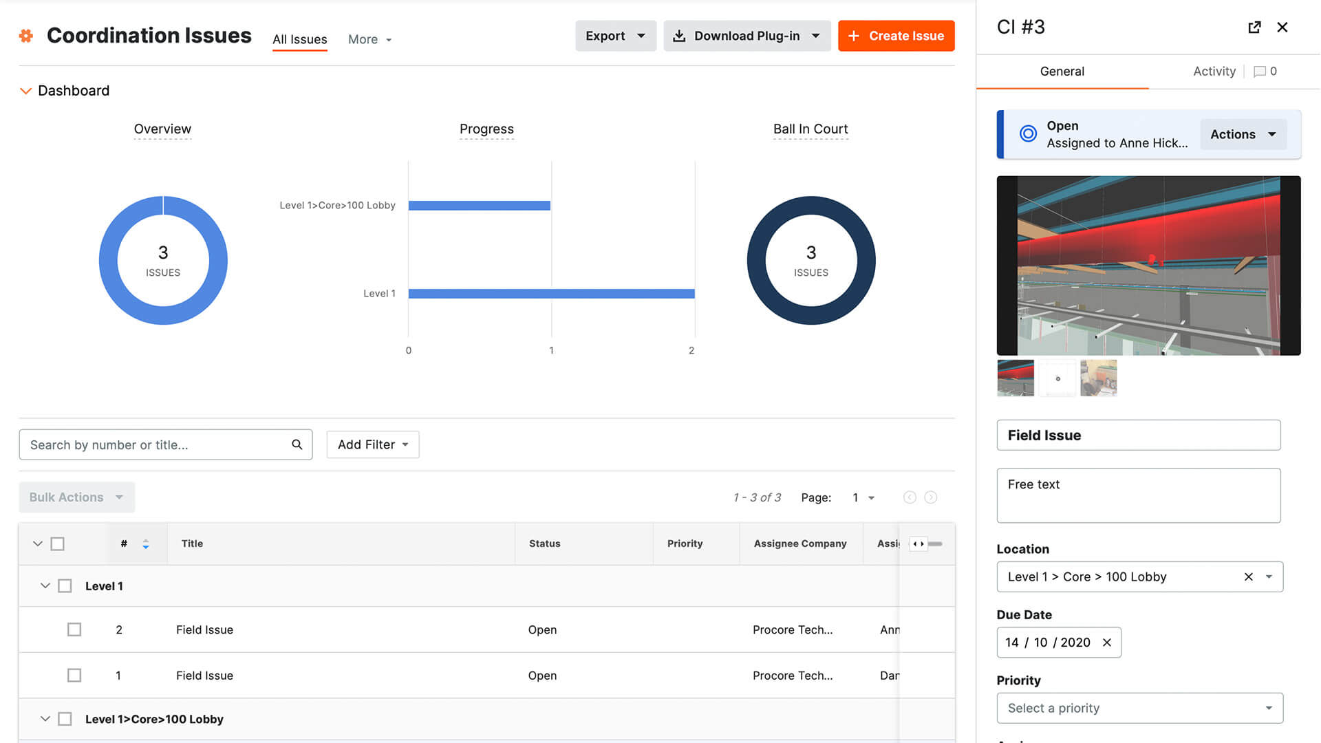 Screenshot of Procore's Design Coordination