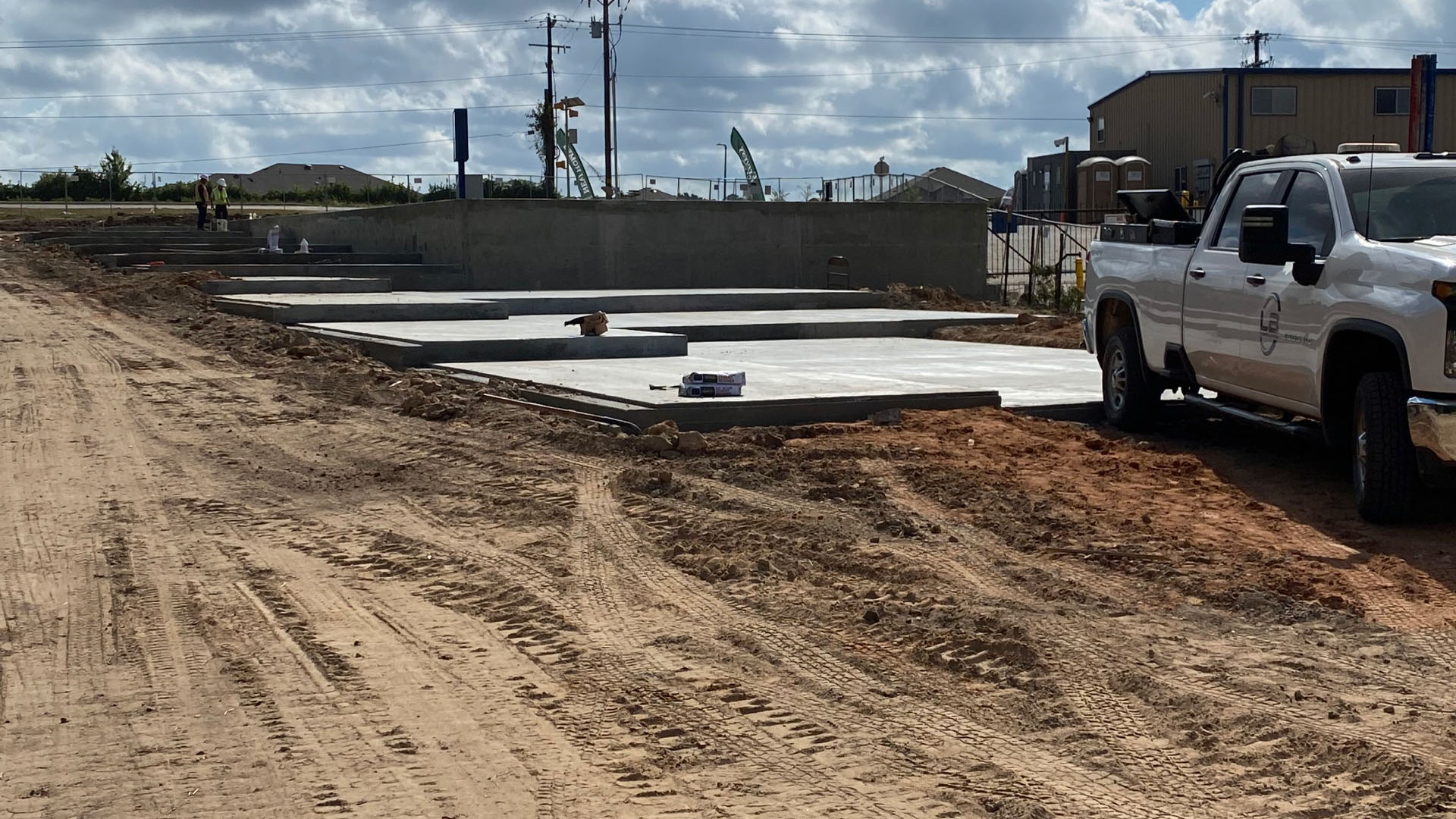 Cement floors being set on a construction site