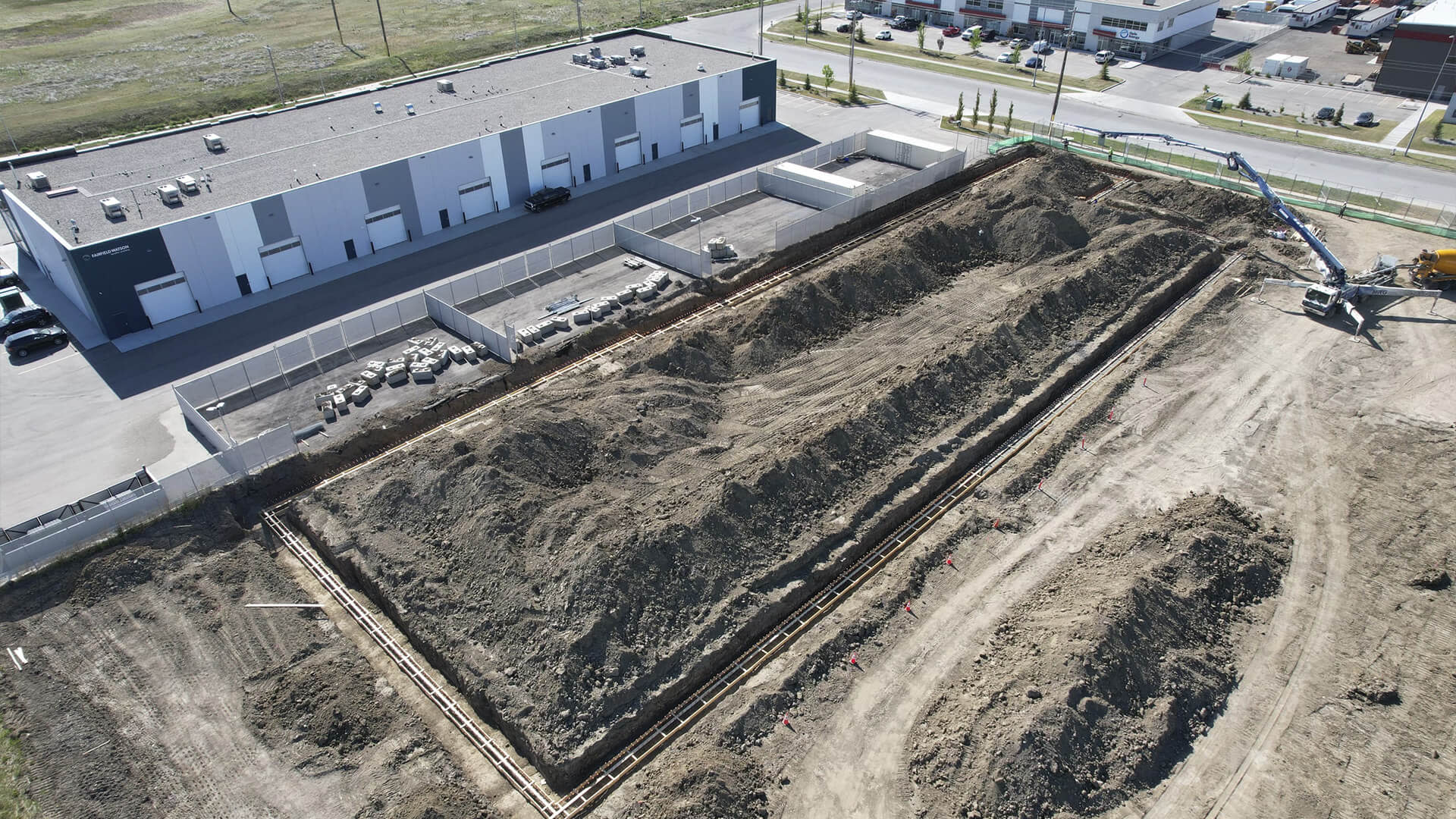 Aerial view of a construction site