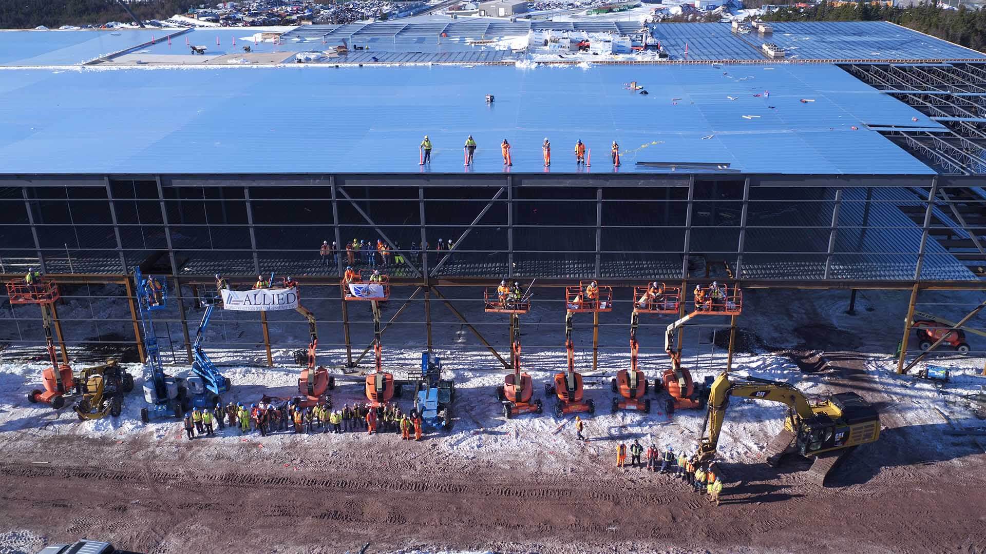 Aerial view of a construction site from the side