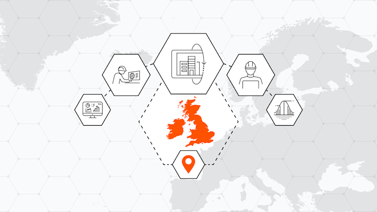 UK map with icons of 5 focus areas for building better