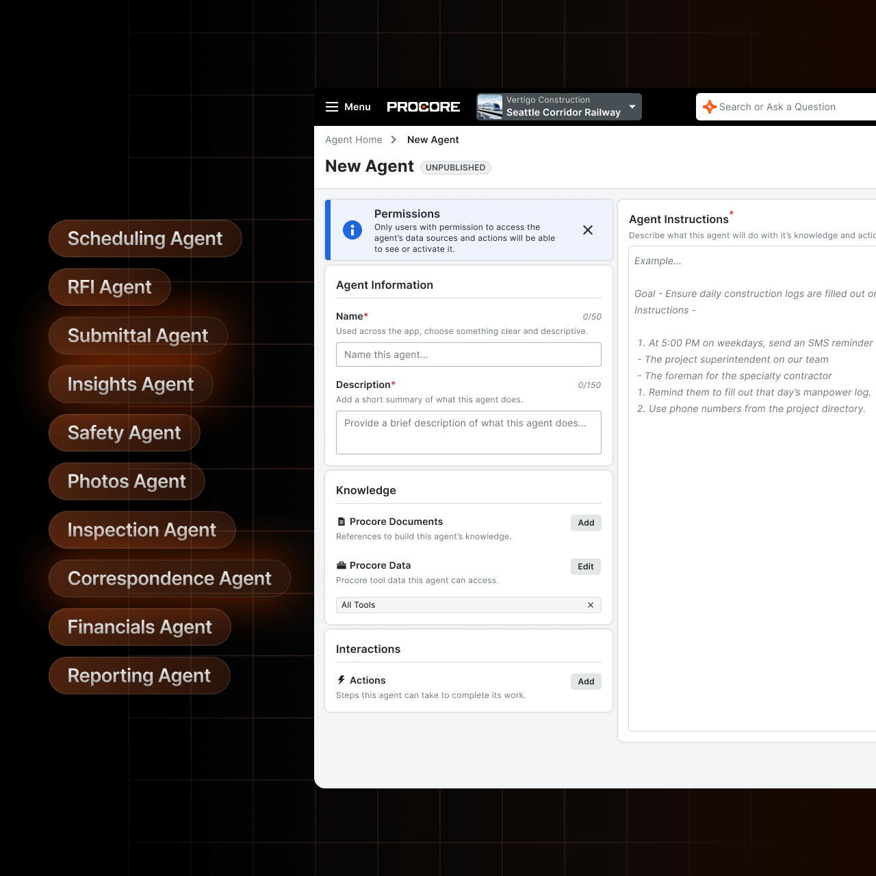 Procore Agent's UI