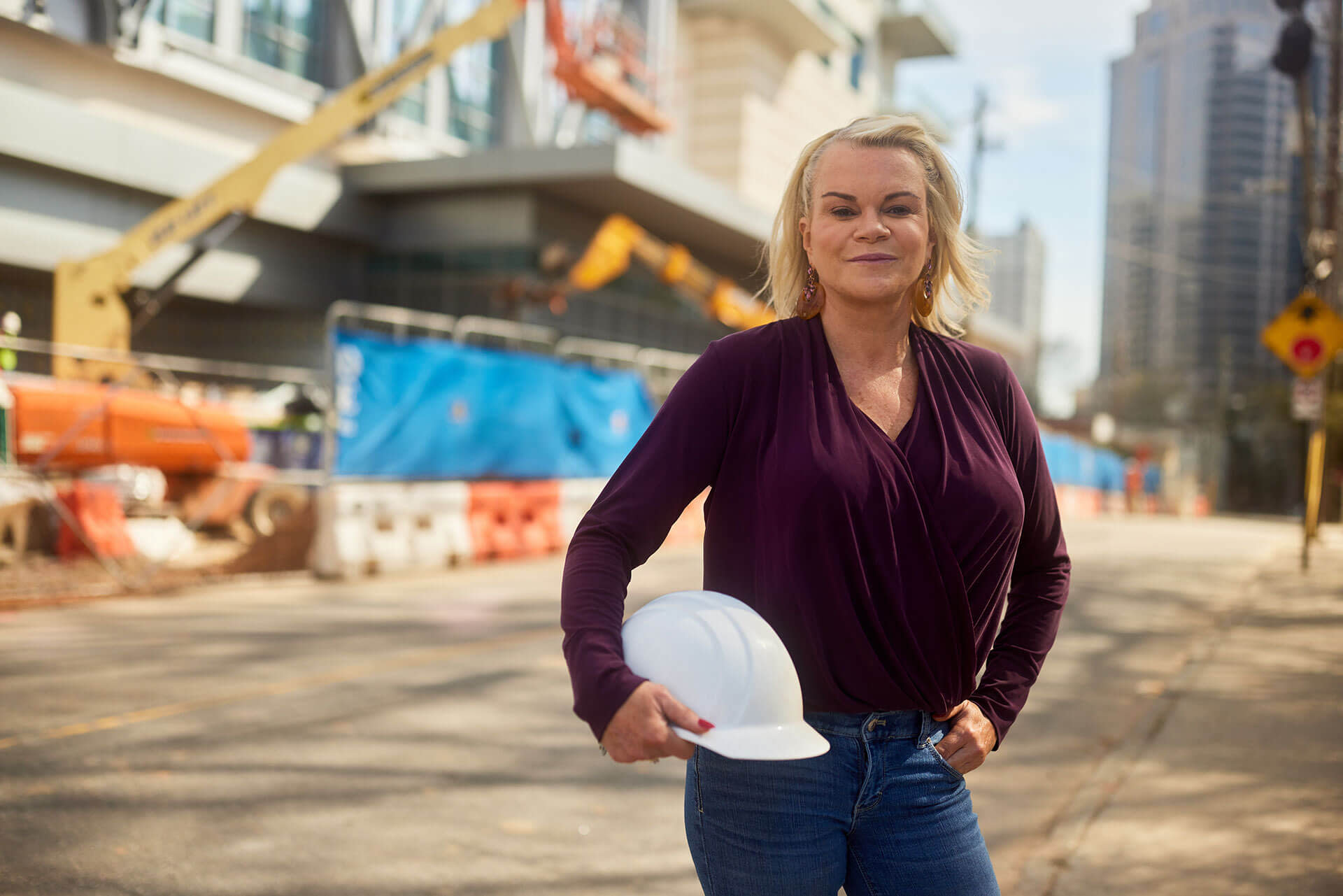 Sandra Benson at a construction site